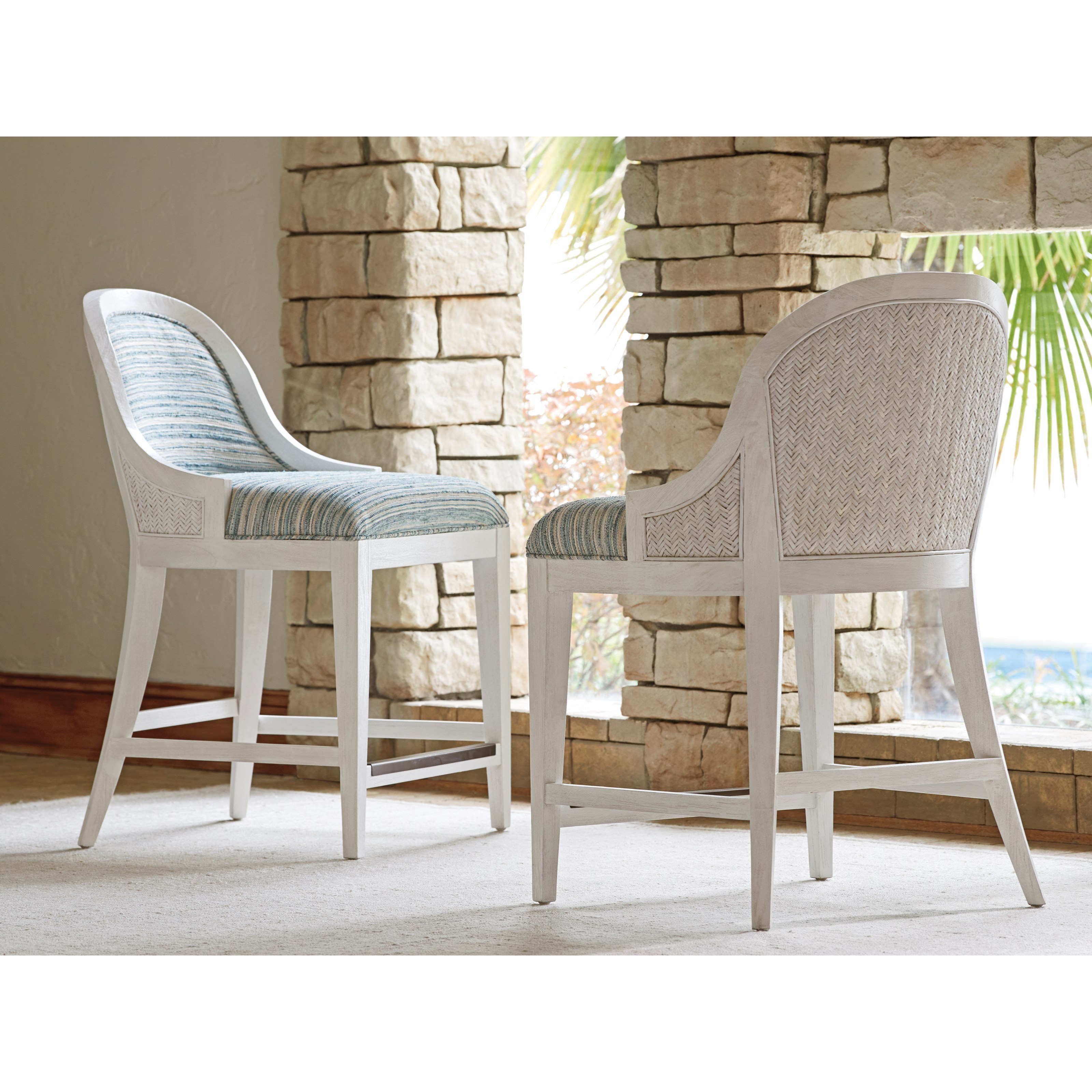 Tommy Bahama Home Ocean Breeze Lantana Wicker Counter Stool in Custom